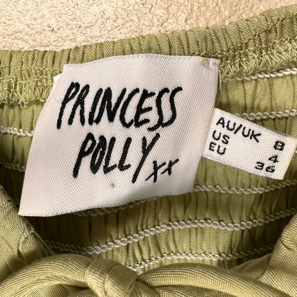 Princess Polly Juniors Austin Smocked Back Green Halter Top Size 4 - Picture 5 of 6